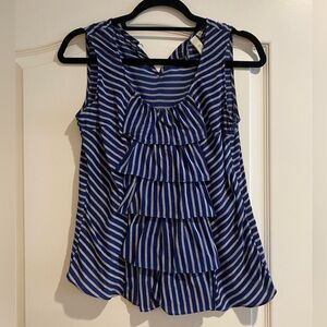 Sine Blue and White Striped Sleeveless Blouse